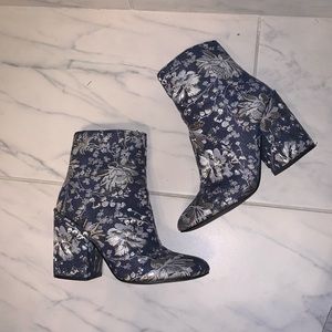 Embroidered Block Heel Boot